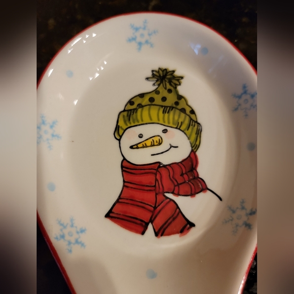 Grace Bake Shop Christmas Snowman Ceramic Spoon Rest Pre-owned - Picture 2 of 8